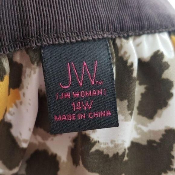 JW Woman Plus Size Leopard Animal Print Flare Exposed Zipper Skirt Size 14W - Picture 2 of 8